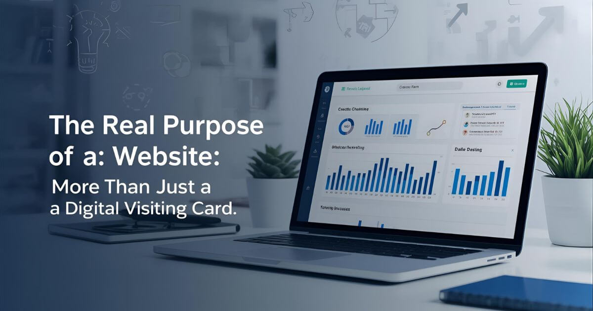 Professional workspace with a laptop showing website analytics and growth charts, symbolizing how a website drives trust, leads, and business growth beyond just design.